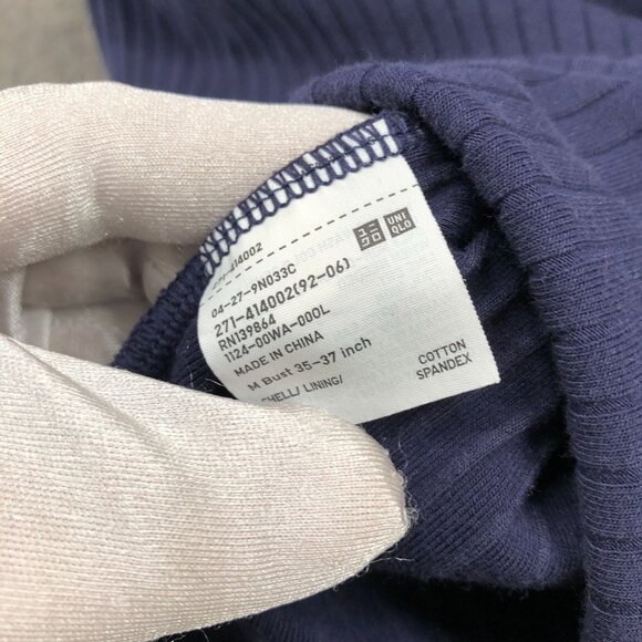 Uniqlo Ribbed V-Neck Camisole Bra Top Womens M Blue Padded - Picture 6 of 9